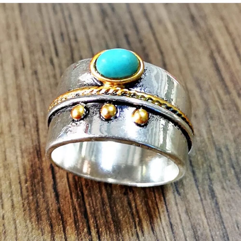HANDMADE 925 SILVER TURQUOISE RING SIZE 7 - Picture 2 of 9